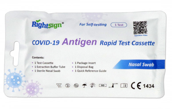 RightSign (1er Laien) COVID-19 Antigen Rapid Test Cassette Laientest CE 1434 - Schnelltest (1 Stück)