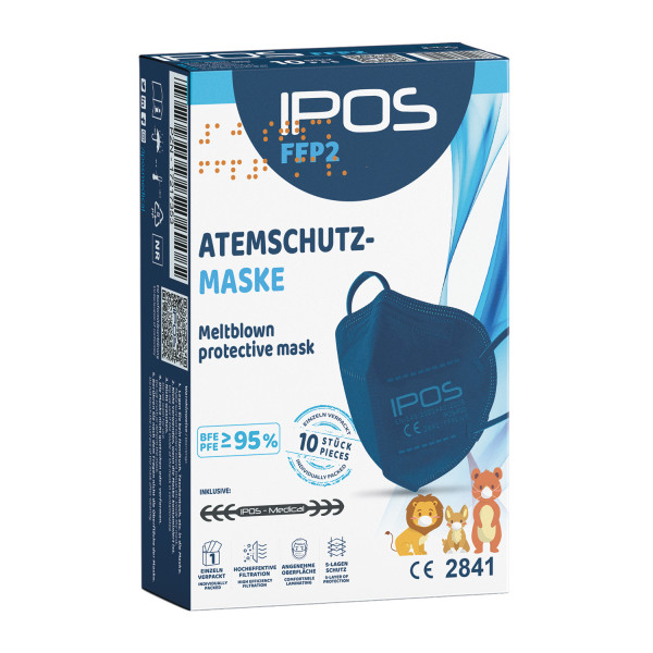 IPOS FFP2 EXTRA SMALL (BLAU) Atemschutzmasken einzelverpackt (10er Box)