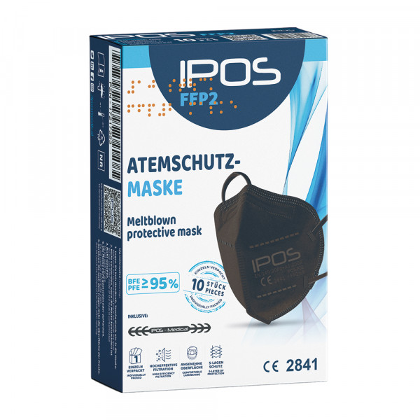 IPOS FFP2-Masken SCHWARZ einzelverpackt (10er Box)